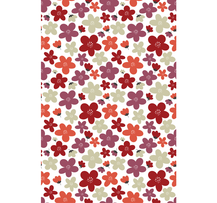 Papier peint scandinave motif fleurs abstraites rouges - TenStickers