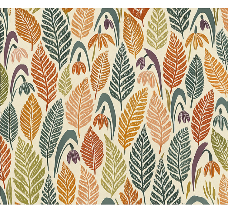 Papier peint scandinave fleurs de perce-neige multicolores - TenStickers