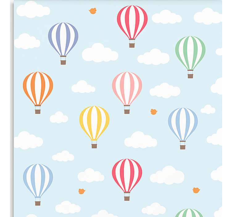 Papier peint scandinave balade en montgolfière pastel - TenStickers