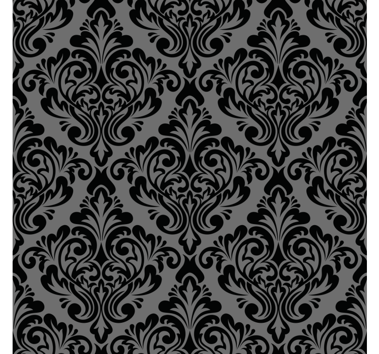 Papier peint classique damassé noir vintage - TenStickers