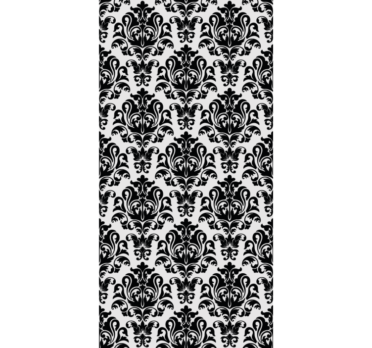 Papier peint classique motif floral noir et blanc - TenStickers