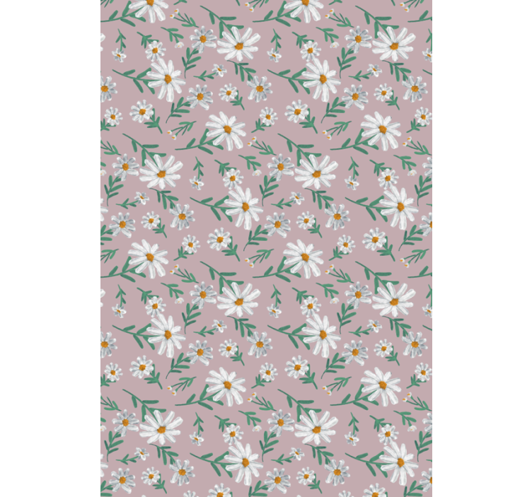 Papier peint salon fleur marguerite rose années 70 - TenStickers