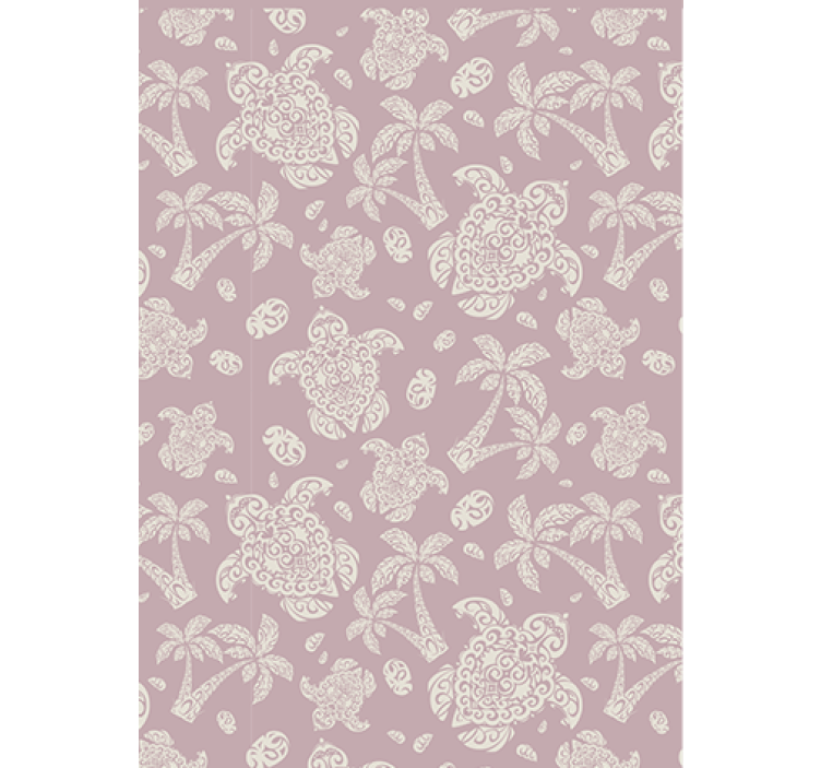 Papier peint salon motif tortue hawaïenne et palmiers - TenStickers