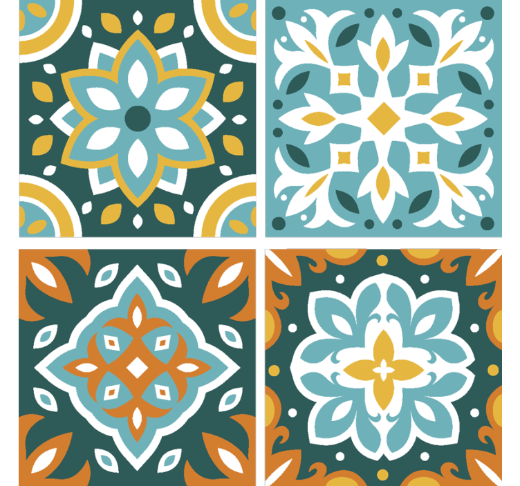 Papier peint carrelage carreaux turquoise - TenStickers