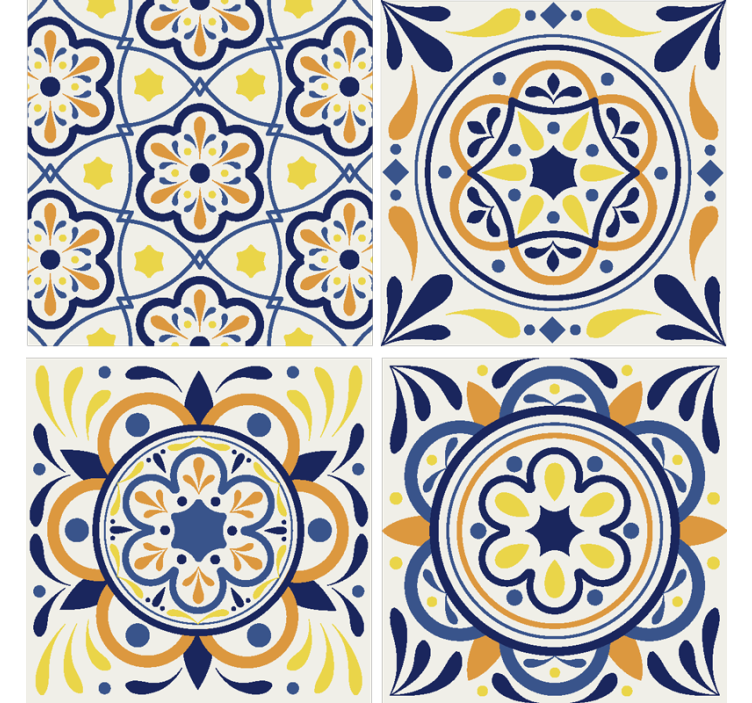 Papier peint carrelage style portugais - TenStickers