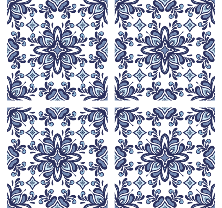 Papier peint carrelage style marocain bleu - TenStickers