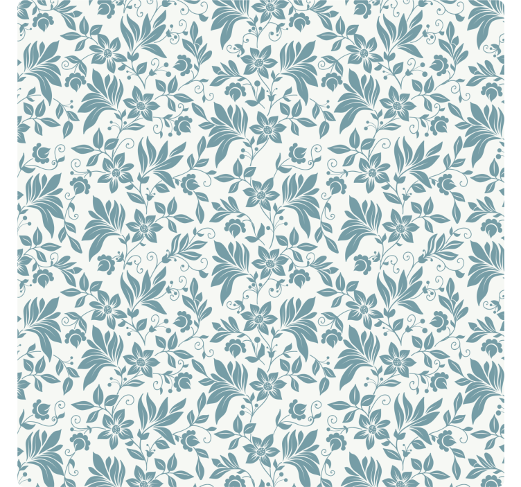 Papier peint carrelage turquoise floral - TenStickers