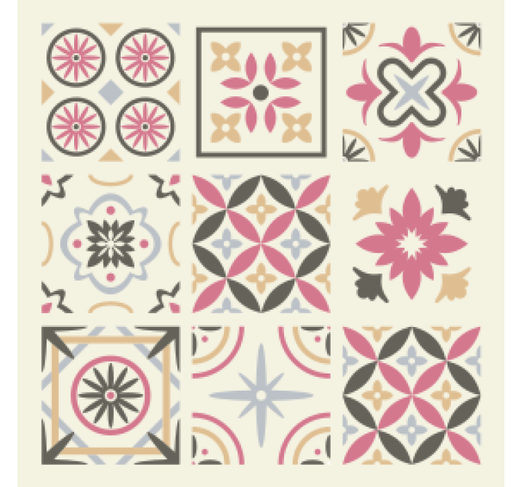 Papier peint carrelage élément floral géométrique - TenStickers