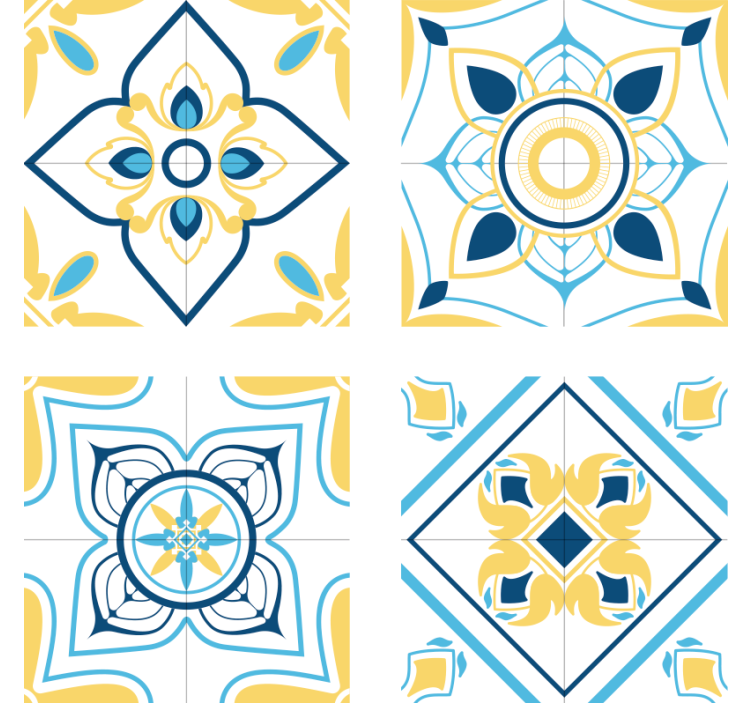 Papier peint carrelage motifs géométriques - TenStickers