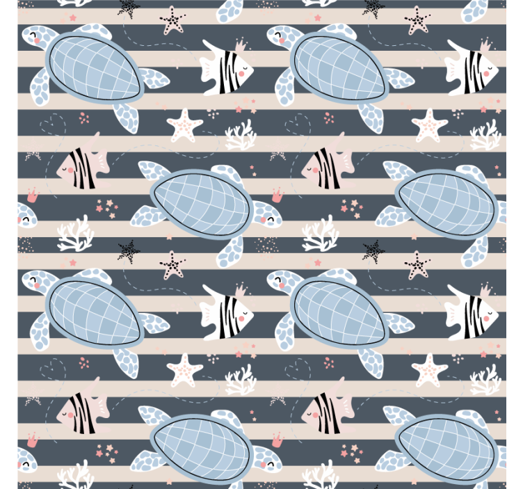 Papier peint vintage motif tortue - TenStickers