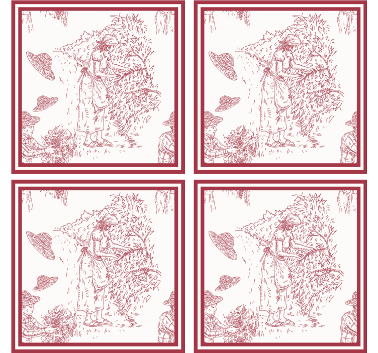 Papier peint vintage illustration de scène rustique - TenStickers