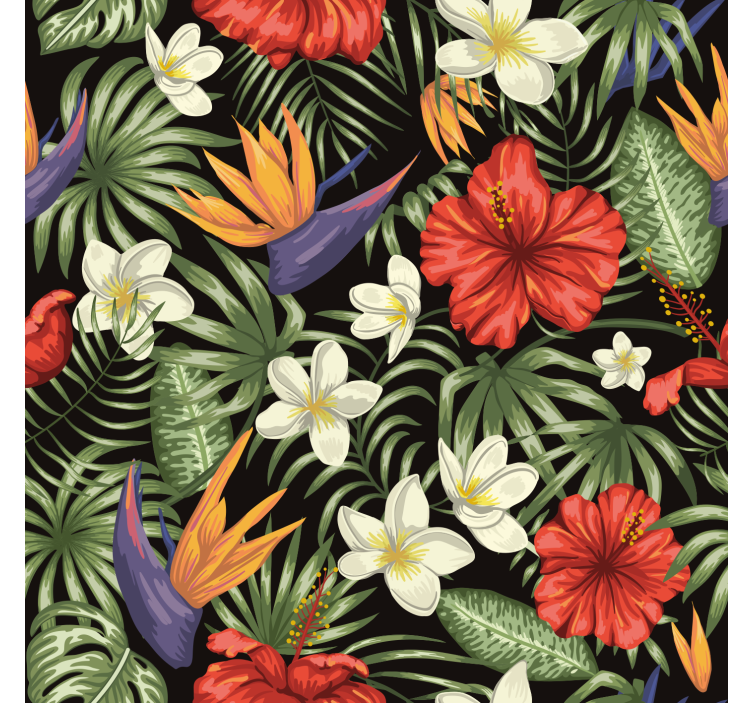 Papier peint floral motif plantes de jungle tropicale - TenStickers