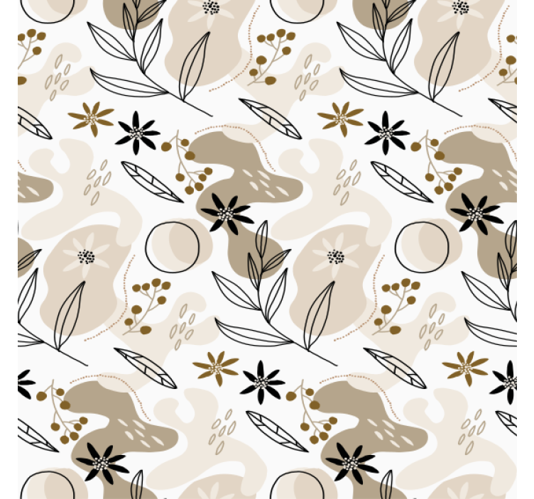 Papier peint floral motif feuilles roses et beiges - TenStickers