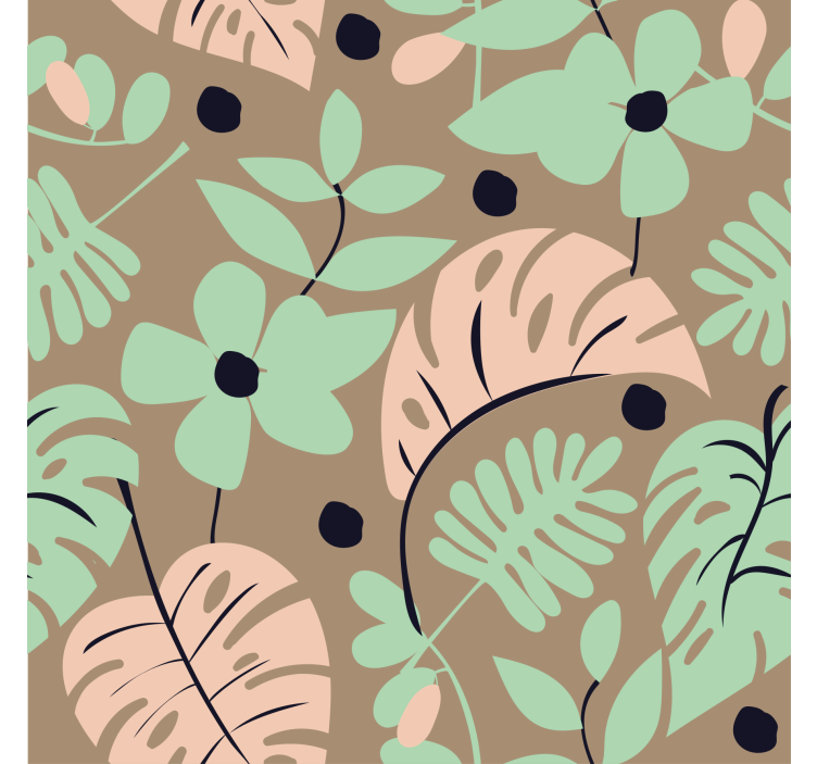 Papier peint floral fleurs et feuilles monstera pastel - TenStickers