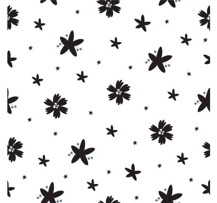Papier peint floral motif floral noir et blanc - TenStickers