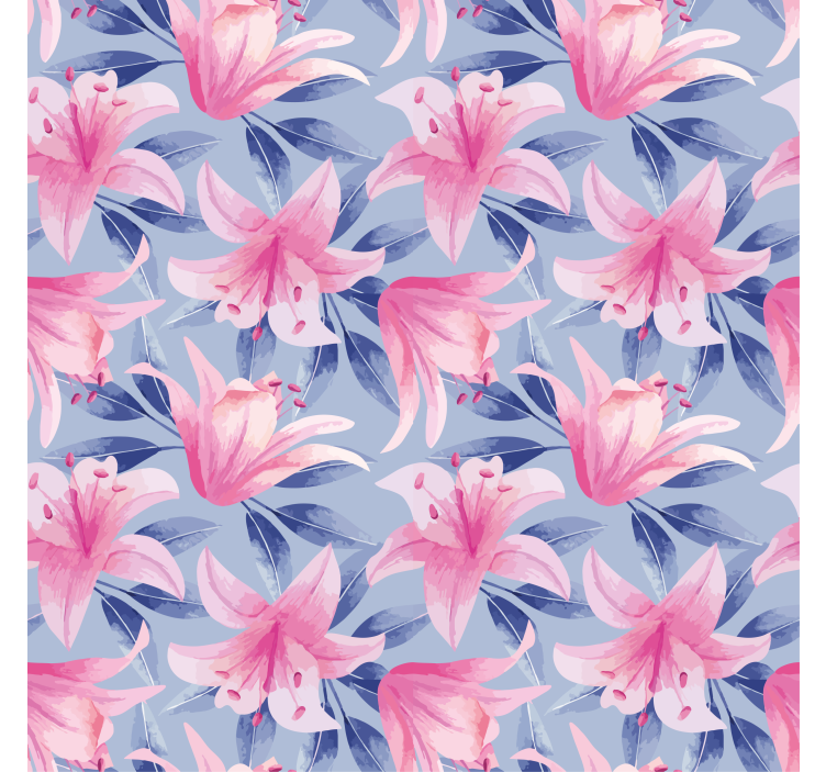 Papier peint floral illustration aquarelle rose et violet - TenStickers