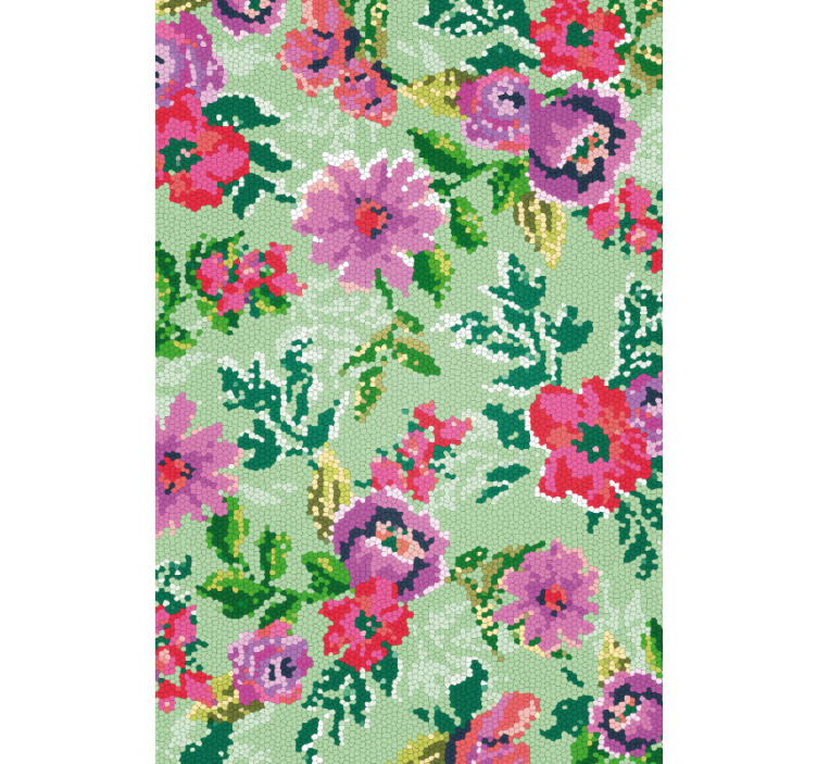 Papier peint floral motif floral mosaïque - TenStickers