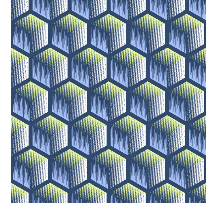 Papier peint géométrique motif cube hexagonal - TenStickers