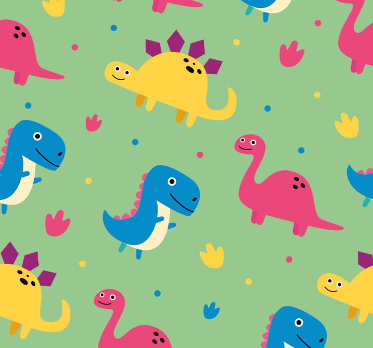 Papier peint dinosaures style coloré - TenStickers