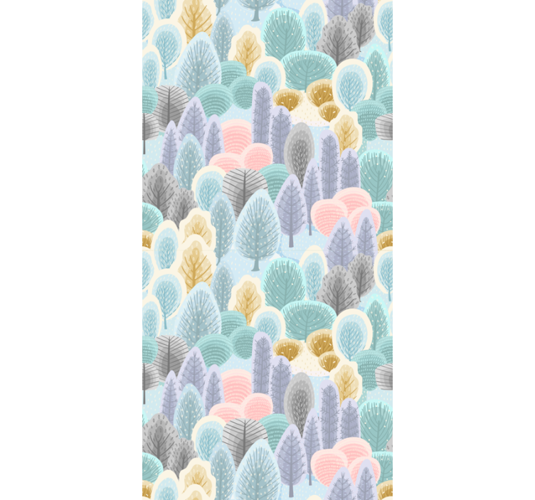 Papier peint arbre motif forêt pastel - TenStickers
