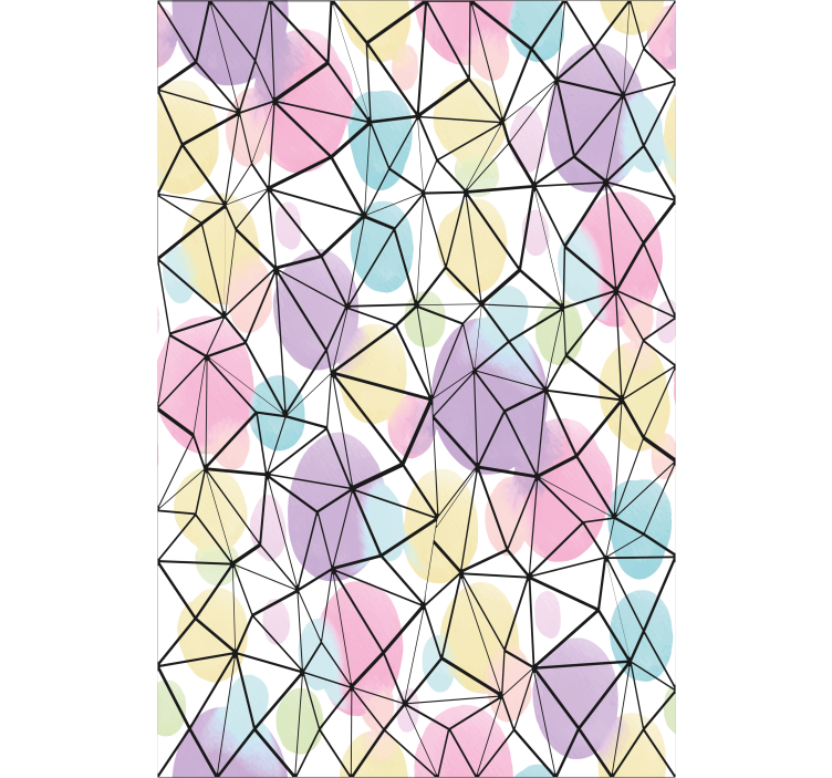 Papier peint bureau cercles colorés avec lignes noires - TenStickers