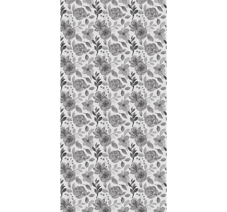 Papier peint bureau fleurs sur fond gris - TenStickers