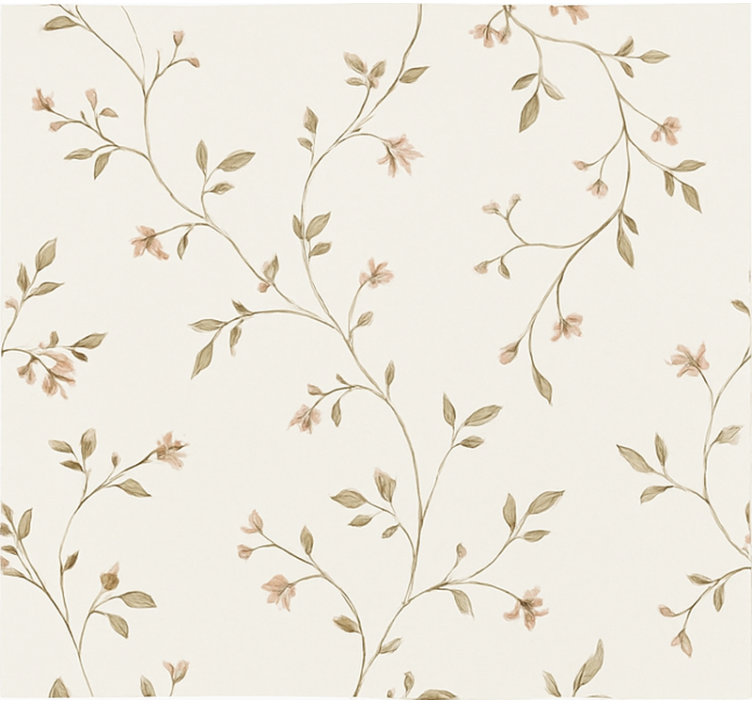 Papier peint salon fond blanc avec fleurs - TenStickers