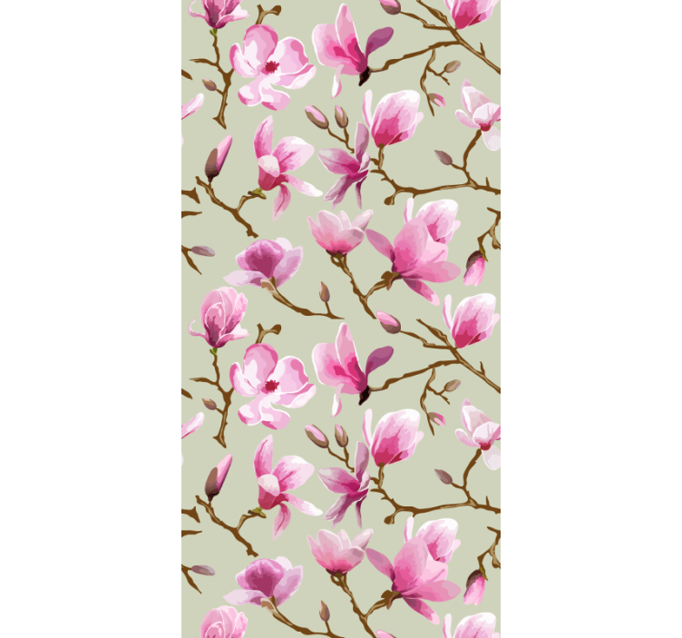 Papier peint cuisine fleur de magnolia rose - TenStickers