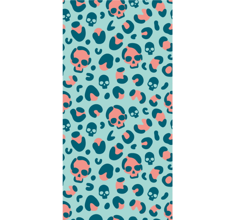 Papier peint moderne motif léopard crâne bleu et rose - TenStickers
