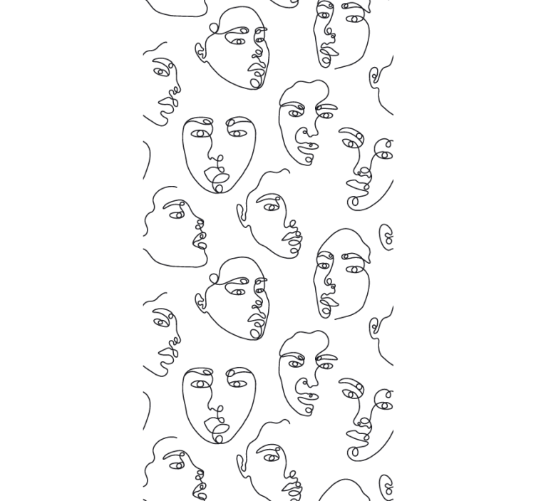 Papier peint moderne motif visages en line art - TenStickers