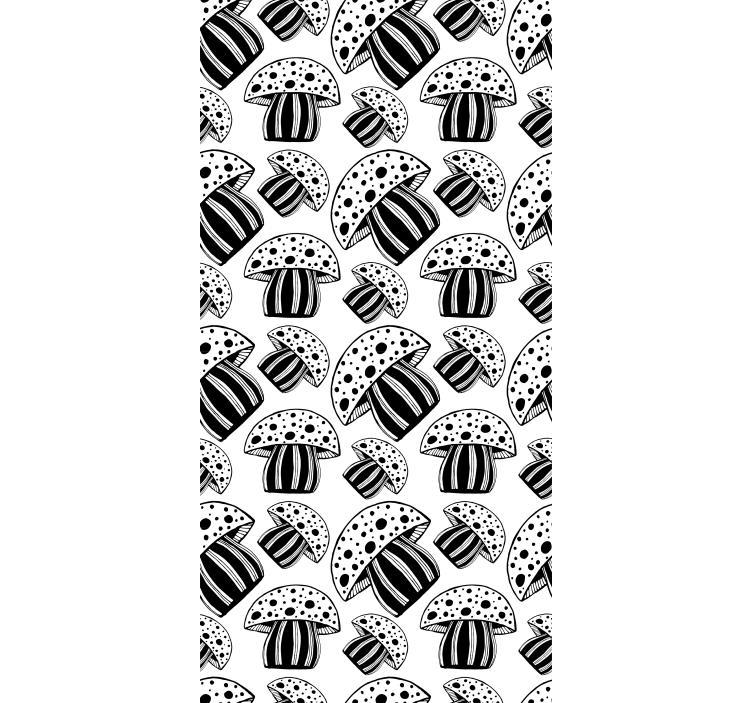Papier peint moderne champignons ethniques noir et blanc - TenStickers