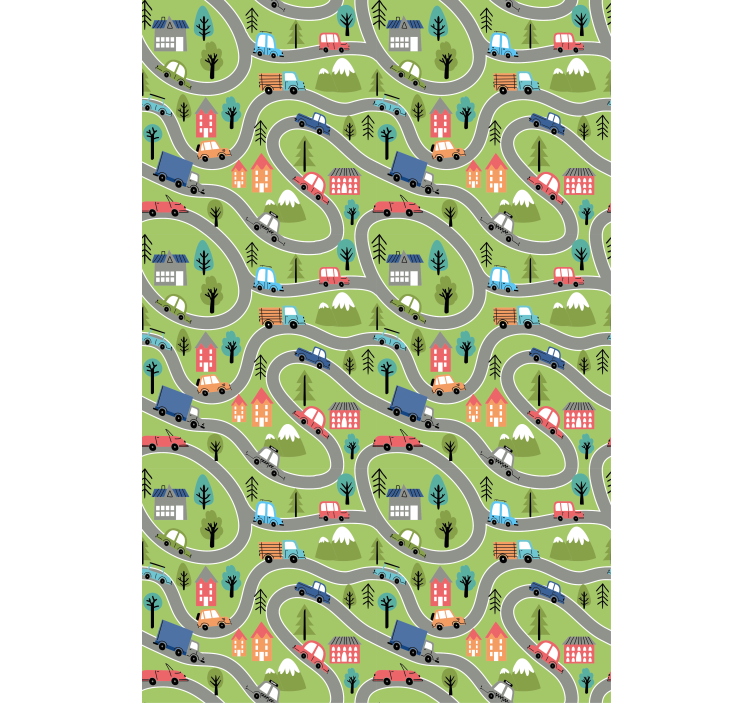 Papier peint chambre enfant routes de véhicules colorés - TenStickers
