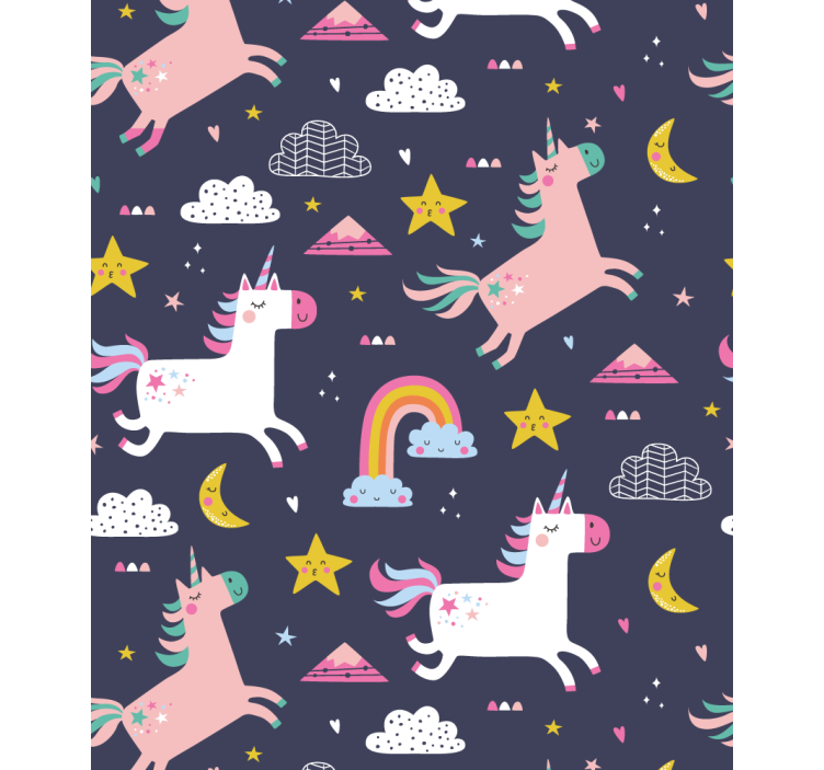 Papier peint chambre enfant licornes et étoiles - TenStickers