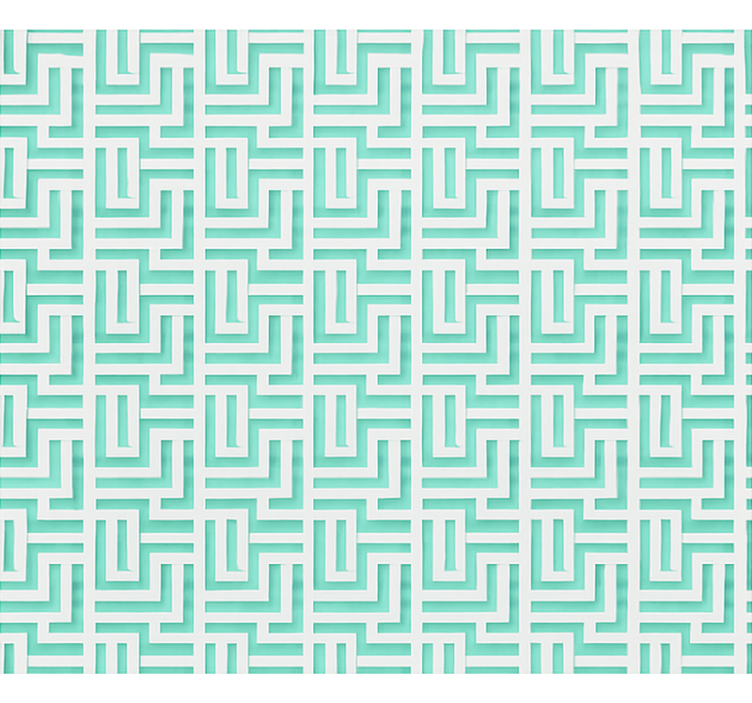 Papier peint salle à manger effet carrés géométriques bleus - TenStickers