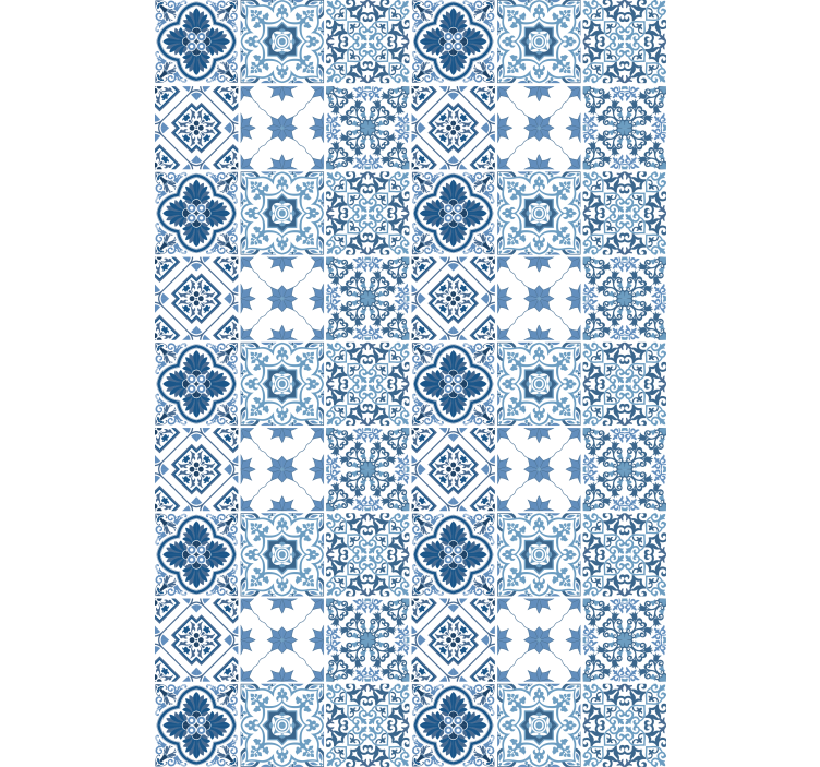 Papier peint salle de bain motifs bleus complexes - TenStickers