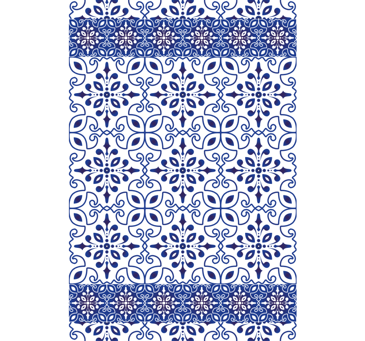 Papier peint salle de bain carreaux bleus ornés - TenStickers
