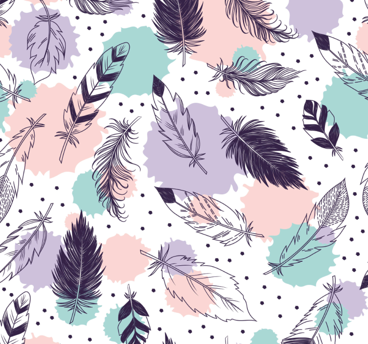 Papier peint salle de bain motif plumes bohèmes - TenStickers