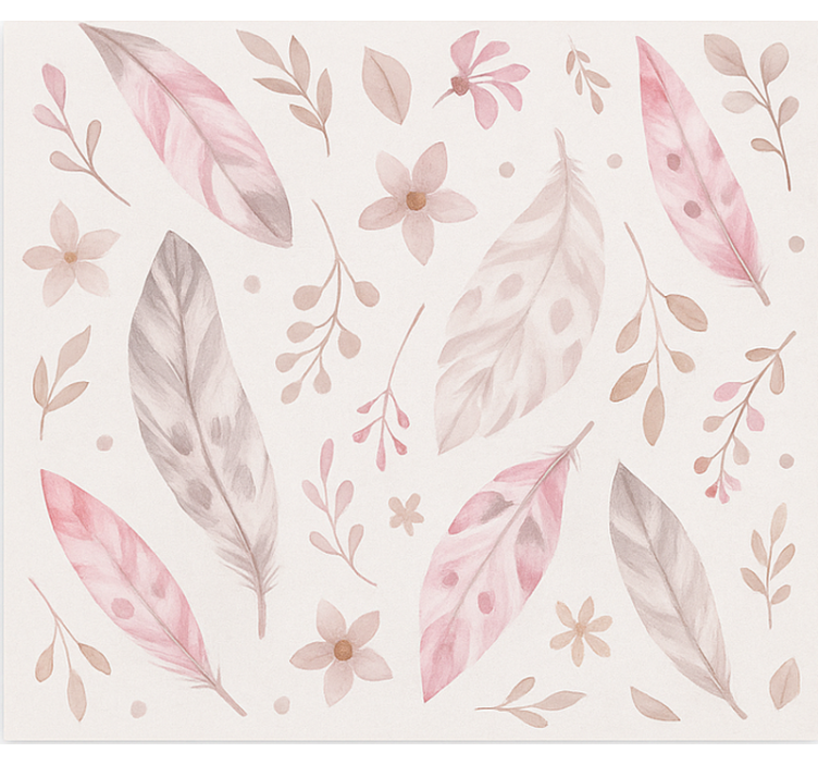 Papier peint chambre ado plumes roses - TenStickers