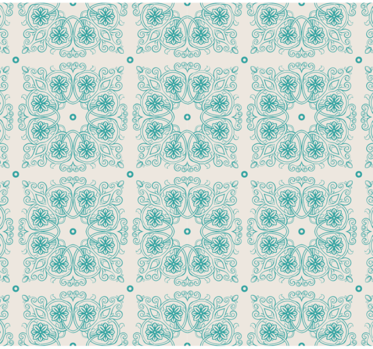 Papier peint cuisine carreaux turquoise - TenStickers