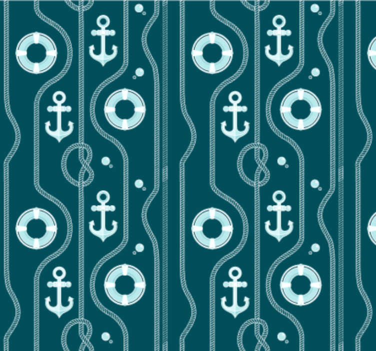 Papier peint salle de bain ancre nautique bleue - TenStickers