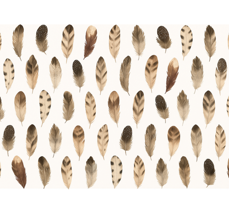 Papier peint salon motif plumes organiques - TenStickers