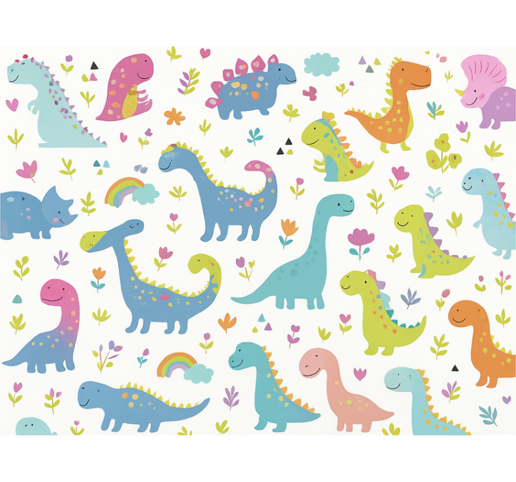 Papier peint chambre enfant dinosaure coloré - TenStickers