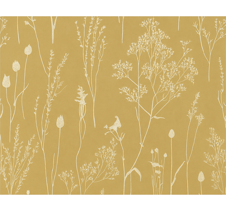 Papier peint salon floral nordic ocre - TenStickers