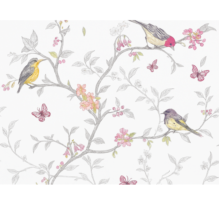 Papier peint chambre adulte oiseaux sur branches - TenStickers