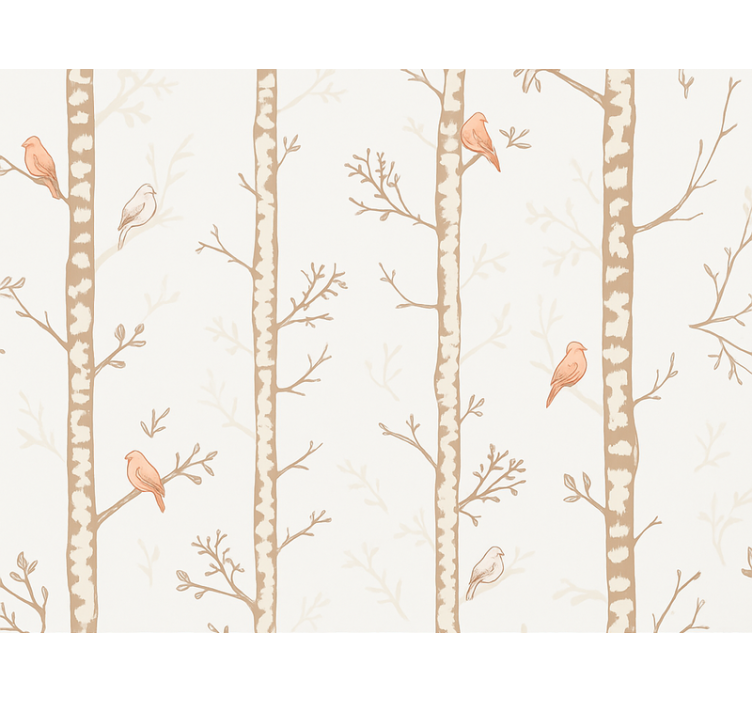 Papier peint chambre enfant motif oiseaux et arbres - TenStickers