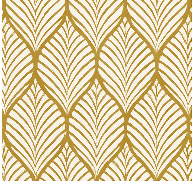 Papier peint moderne motif géométrique doré feuillage - TenStickers