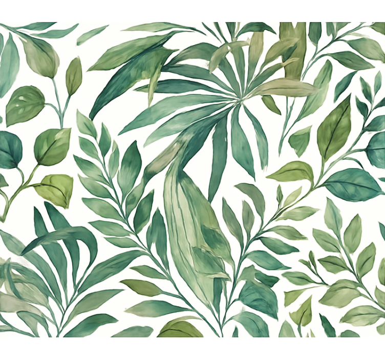 Papier peint feuilles jungle aquarelle - TenStickers