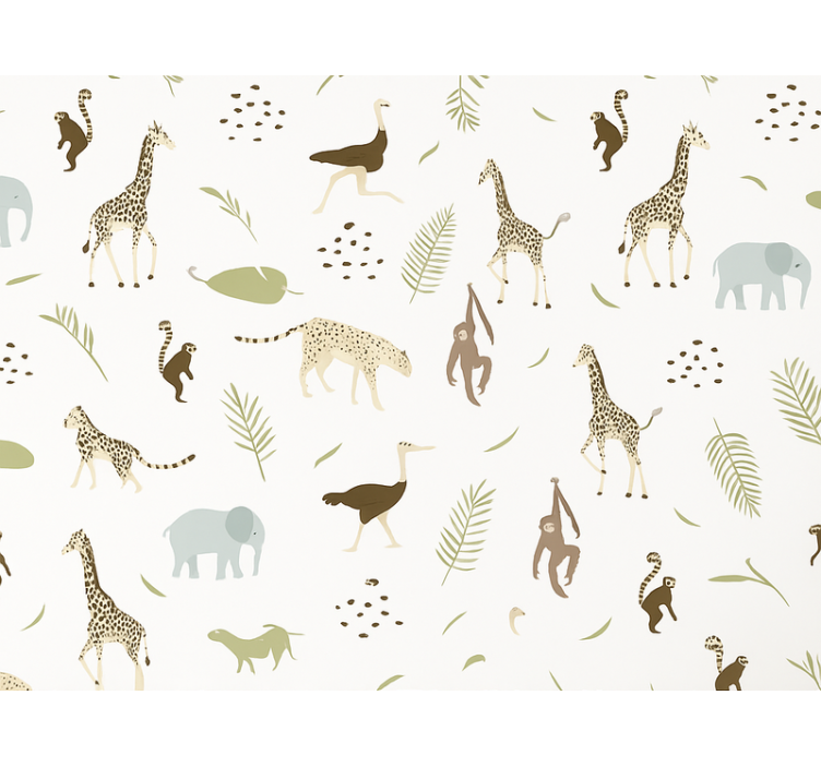 Papier peint chambre enfant animaux de la savane - TenStickers
