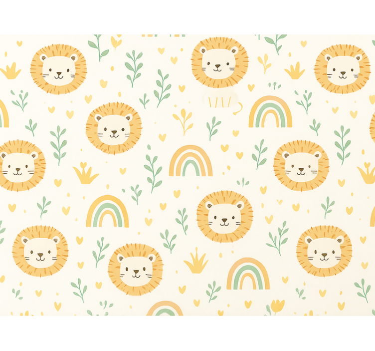 Papier peint chambre enfant design arc-en-ciel et lions - TenStickers