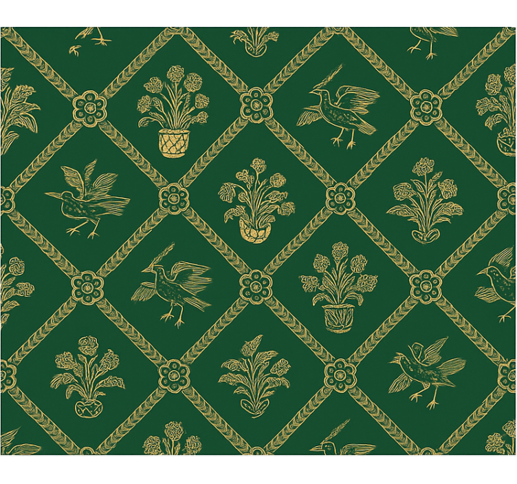 Papier peint chambre adulte motif vert et or élégant - TenStickers